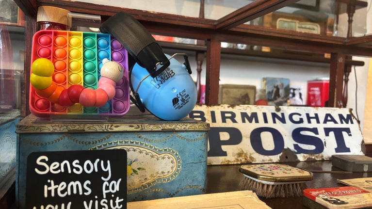 Sensory bag items on show in reception